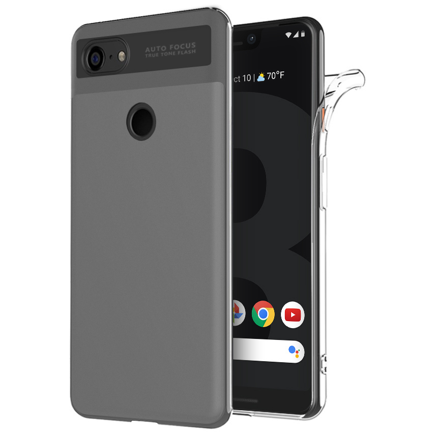 Tempered Glass For Google pixel 3A XL Slim Black Carbon Fibre Gel Phone Case 
